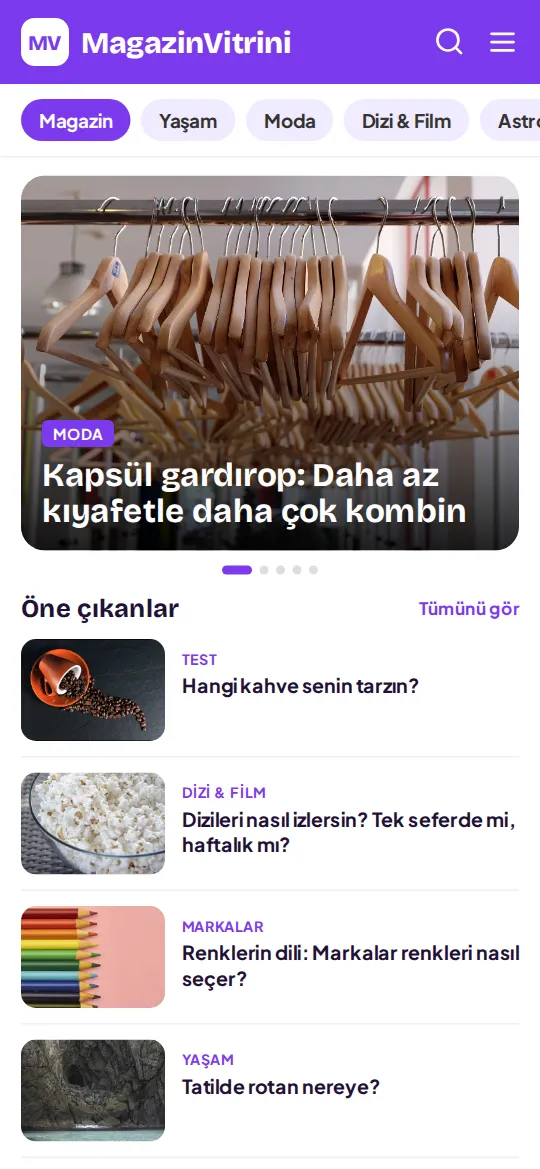 Magazin Vitrini için hazırladığımız yeni mobil tasarım