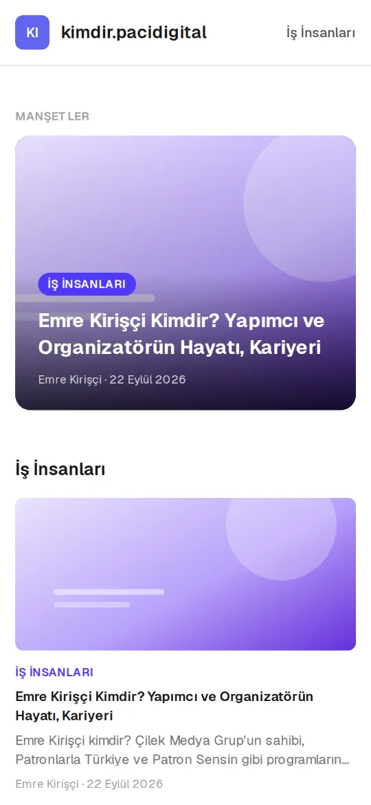 kimdir.pacidigital.com ana sayfası, mobil görünüm