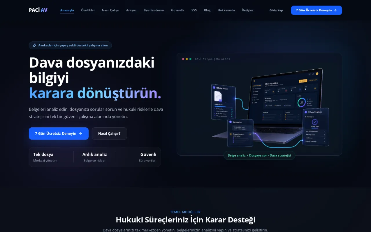 PaCi AV ana sayfası, masaüstü görünüm