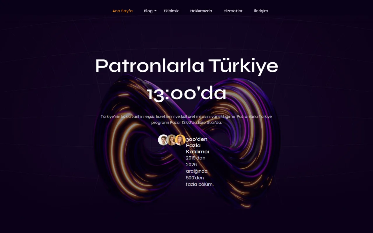 Patronlarla Türkiye ana sayfası, masaüstü görünüm