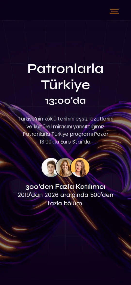Patronlarla Türkiye ana sayfası, mobil görünüm