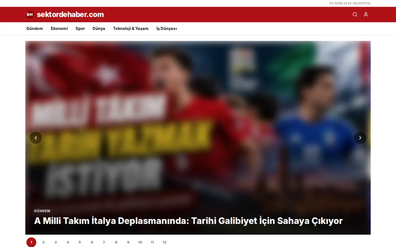Sektörde Haber ana sayfası, masaüstü görünüm