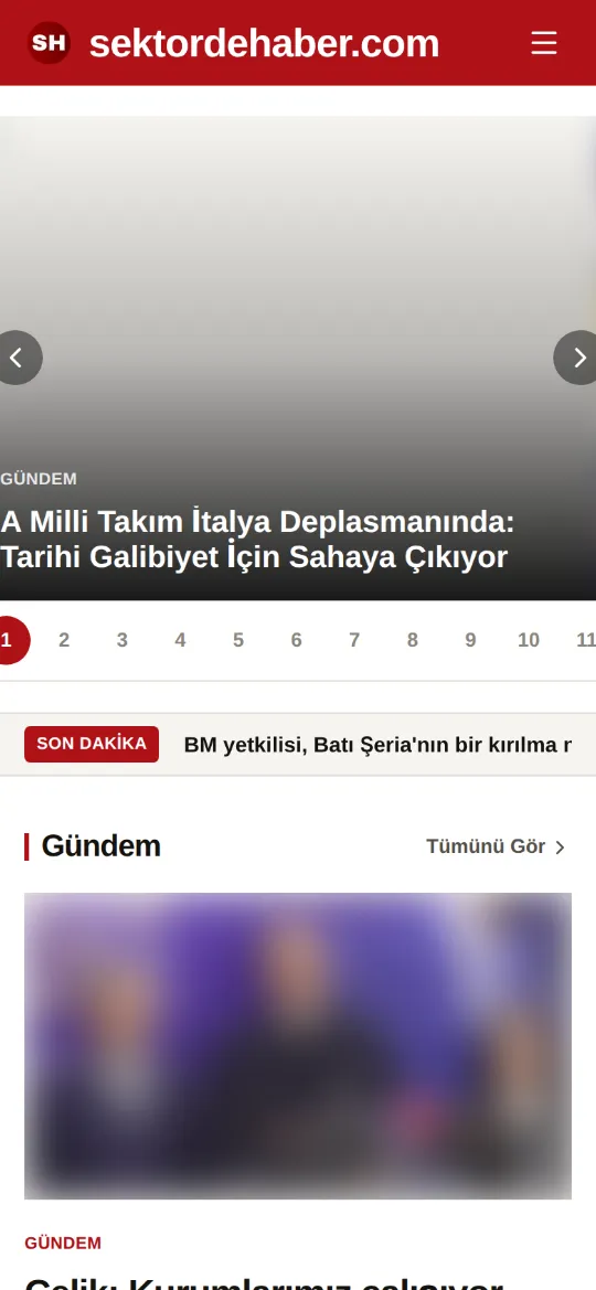 Sektörde Haber ana sayfası, mobil görünüm